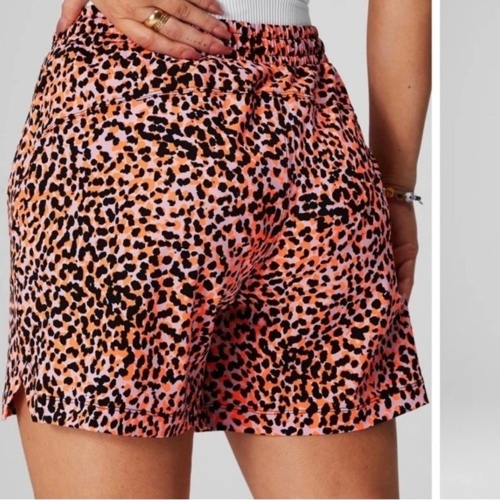 Fabletics One Short 3" Women's 2X Flash Orange Safari Spots Drawstring Shorts